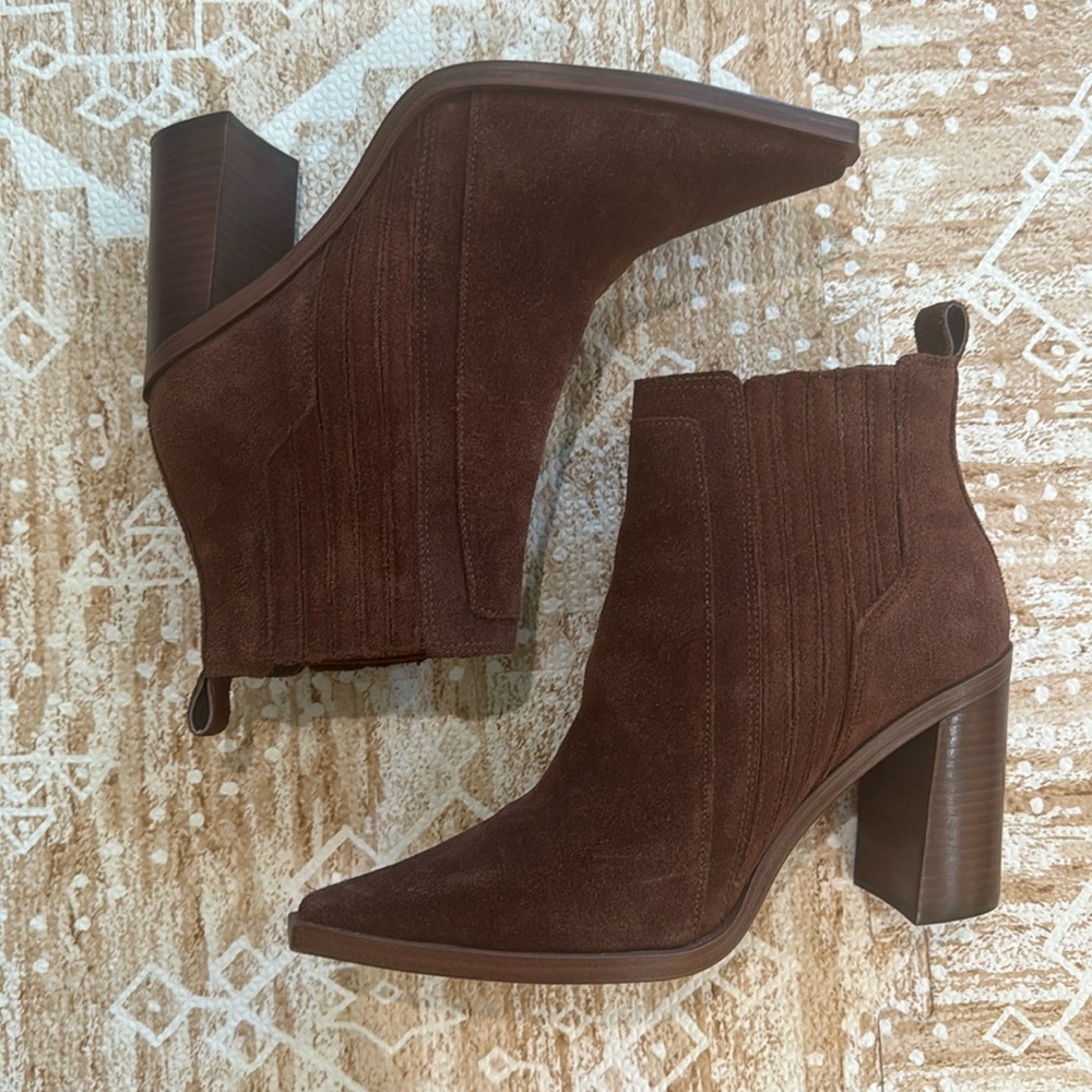 Vince Camuto Women’s 8.5M Brown Suede Weverna Pointed Heeled Boot